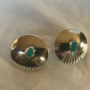 Navajo Sleeping Beauty Turquoise Sterling Earrning